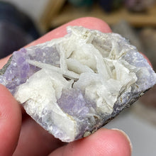 Chargez l'image dans la visionneuse de la galerie, Amethyst Crystals and Chabazite on Sparkling Quartz Chalcedony in Basalt - India Specimen #10