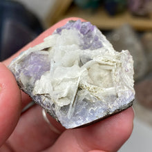 Chargez l'image dans la visionneuse de la galerie, Amethyst Crystals and Chabazite on Sparkling Quartz Chalcedony in Basalt - India Specimen #10