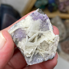 Chargez l'image dans la visionneuse de la galerie, Amethyst Crystals and Chabazite on Sparkling Quartz Chalcedony in Basalt - India Specimen #10