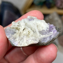 Chargez l'image dans la visionneuse de la galerie, Amethyst Crystals and Chabazite on Sparkling Quartz Chalcedony in Basalt - India Specimen #10