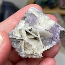 Chargez l'image dans la visionneuse de la galerie, Amethyst Crystals and Chabazite on Sparkling Quartz Chalcedony in Basalt - India Specimen #10