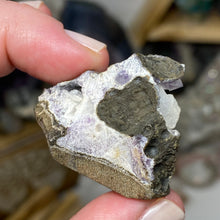 Chargez l'image dans la visionneuse de la galerie, Amethyst Crystals and Chabazite on Sparkling Quartz Chalcedony in Basalt - India Specimen #14