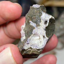 Chargez l'image dans la visionneuse de la galerie, Amethyst Crystals and Chabazite on Sparkling Quartz Chalcedony in Basalt - India Specimen #14