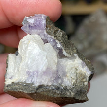 Chargez l'image dans la visionneuse de la galerie, Amethyst Crystals and Chabazite on Sparkling Quartz Chalcedony in Basalt - India Specimen #14