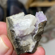 Chargez l'image dans la visionneuse de la galerie, Amethyst Crystals and Chabazite on Sparkling Quartz Chalcedony in Basalt - India Specimen #14