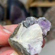 Chargez l'image dans la visionneuse de la galerie, Amethyst Crystals and Chabazite on Sparkling Quartz Chalcedony in Basalt - India Specimen #14