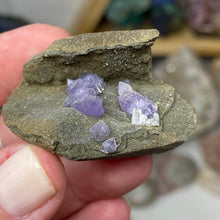 Chargez l'image dans la visionneuse de la galerie, Amethyst Crystals on Sparkling Quartz Chalcedony - India Specimen #15