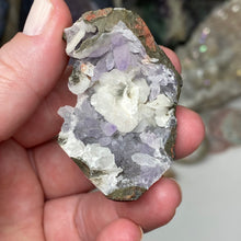 Chargez l'image dans la visionneuse de la galerie, Amethyst Crystals and Chabazite on Sparkling Quartz Chalcedony in Basalt - India Specimen #16