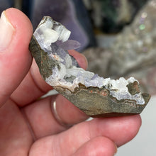 Chargez l'image dans la visionneuse de la galerie, Amethyst Crystals and Chabazite on Sparkling Quartz Chalcedony in Basalt - India Specimen #16