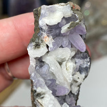Chargez l'image dans la visionneuse de la galerie, Amethyst Crystals and Chabazite on Sparkling Quartz Chalcedony in Basalt - India Specimen #16