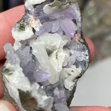 Chargez l'image dans la visionneuse de la galerie, Amethyst Crystals and Chabazite on Sparkling Quartz Chalcedony in Basalt - India Specimen #16
