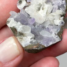 Chargez l'image dans la visionneuse de la galerie, Amethyst Crystals and Chabazite on Sparkling Quartz Chalcedony in Basalt - India Specimen #16