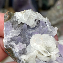 Chargez l'image dans la visionneuse de la galerie, Amethyst Crystals and Chabazite on Sparkling Quartz Chalcedony in Basalt - India Specimen #16