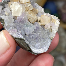 Chargez l'image dans la visionneuse de la galerie, Amethyst Crystals and Chabazite on Sparkling Quartz Chalcedony in Basalt - India Specimen #17