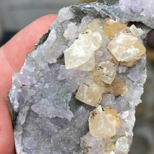 Chargez l'image dans la visionneuse de la galerie, Amethyst Crystals and Chabazite on Sparkling Quartz Chalcedony in Basalt - India Specimen #17
