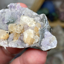 Chargez l'image dans la visionneuse de la galerie, Amethyst Crystals and Chabazite on Sparkling Quartz Chalcedony in Basalt - India Specimen #17
