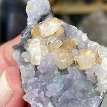 Chargez l'image dans la visionneuse de la galerie, Amethyst Crystals and Chabazite on Sparkling Quartz Chalcedony in Basalt - India Specimen #17
