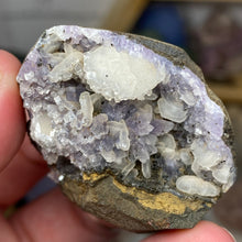 Chargez l'image dans la visionneuse de la galerie, Amethyst Crystals and Chabazite on Sparkling Quartz Chalcedony in Basalt - India Specimen #20