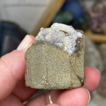 Chargez l'image dans la visionneuse de la galerie, Amethyst Crystals and Chabazite on Sparkling Quartz Chalcedony in Basalt - India Specimen #20