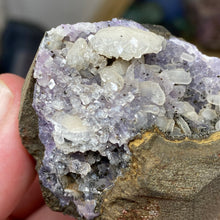 Chargez l'image dans la visionneuse de la galerie, Amethyst Crystals and Chabazite on Sparkling Quartz Chalcedony in Basalt - India Specimen #20