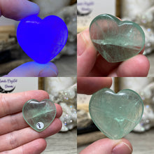 Load image into Gallery viewer, Fluorite 1&quot; Hearts * UV Reactive
