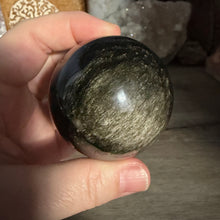Load image into Gallery viewer, Gold Sheen Obsidian 54mm Sphere #03
