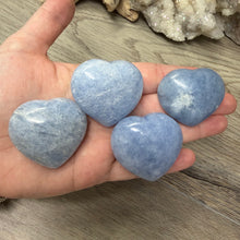 Load image into Gallery viewer, Blue Calcite Small Heart Palm Stone Set #03
