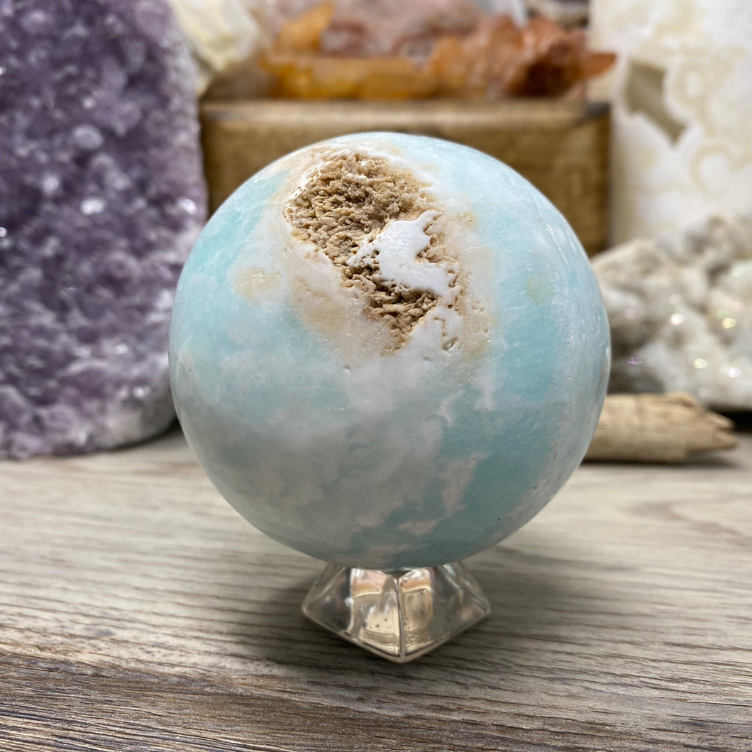 Blue Aragonite 73mm Sphere #04