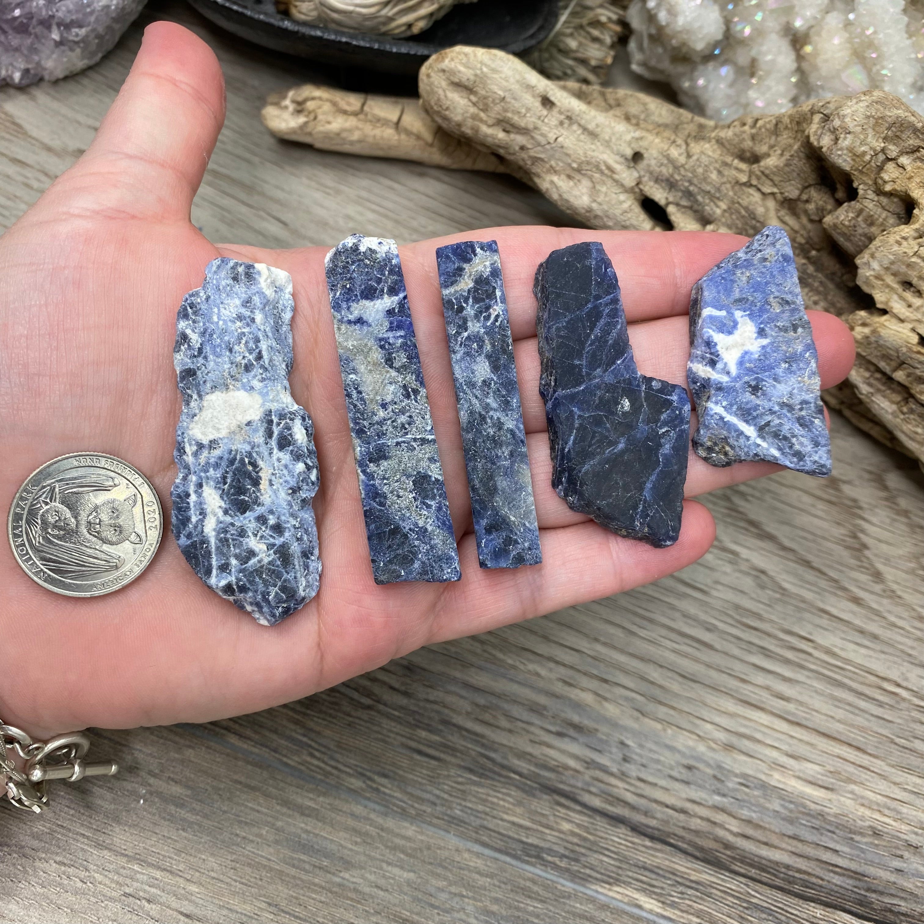 Sodalite Small Rough Slabs Set #04 – Lunula Crystal Dreams