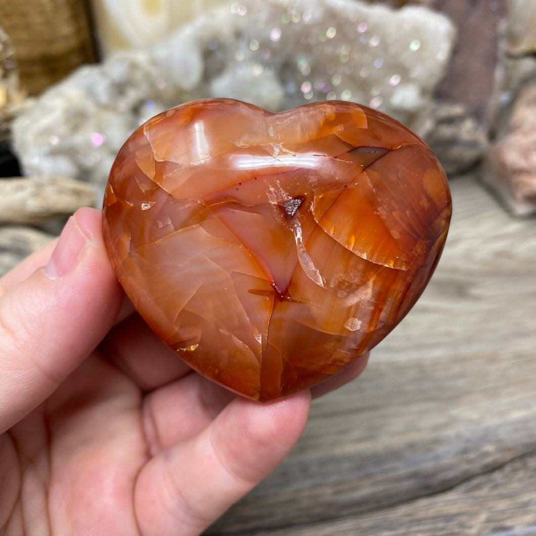 Carnelian Heart Palm Stone #11