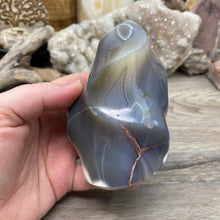 将图像加载到图库查看器中，Orca Agate Stone Flame ~ 4.01&quot; x 2.75&quot; x 2.62&quot;
