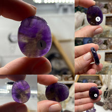 Load image into Gallery viewer, Chevron Amethyst Small Coin Size Pocket Stones
