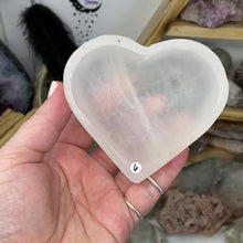 Load and play video in Gallery viewer, Selenite 3.5&quot; Heart Bowl #06
