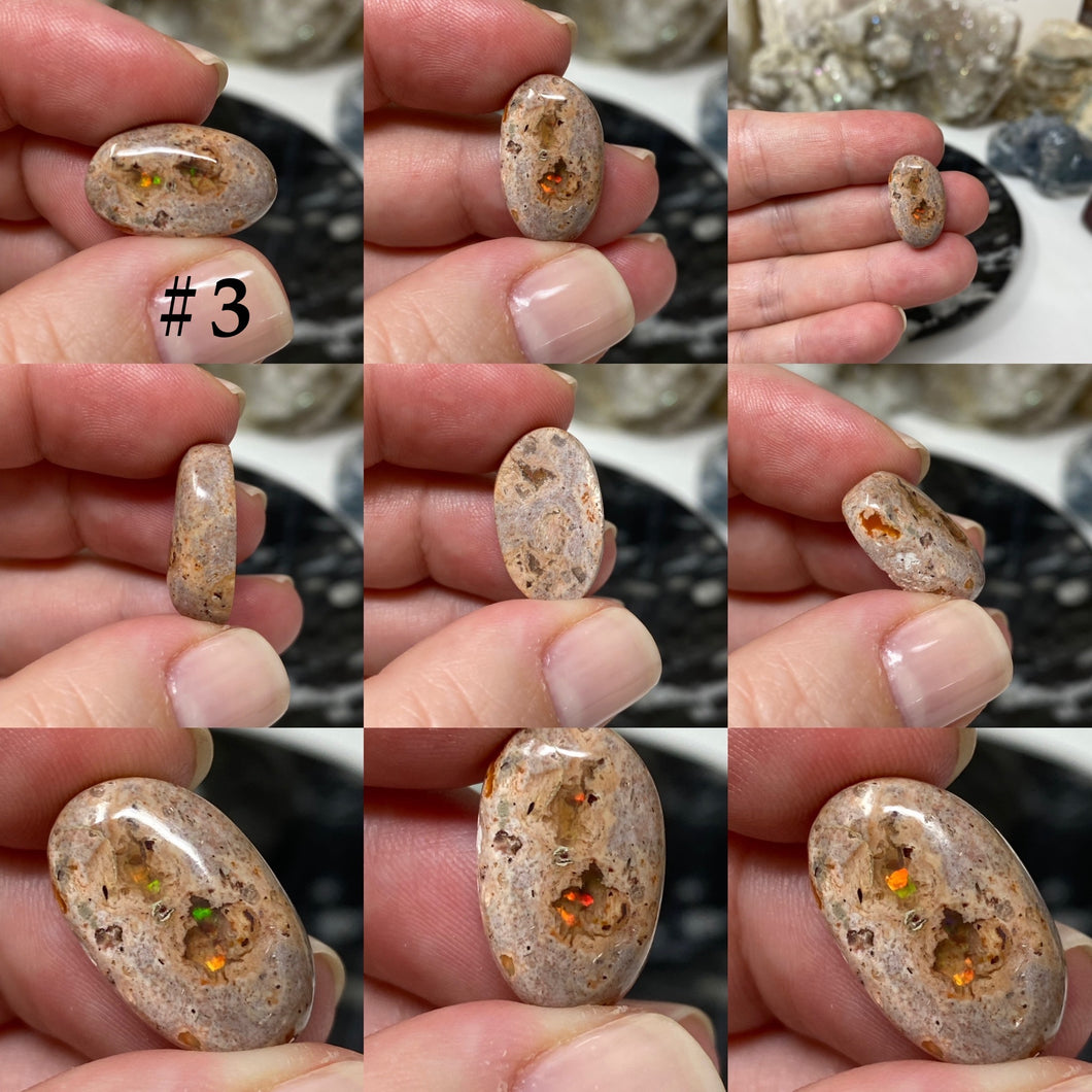 Mexican Fire Opal in Matrix Cabs Under 3 Grams