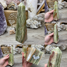 Load image into Gallery viewer, Green Onyx 6&quot; Obelisk Towers
