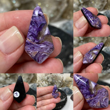 Load image into Gallery viewer, Charoite with Obsidian Backed Doublet Cabochons
