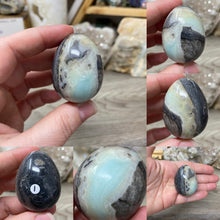 Load image into Gallery viewer, Black Gold Amazonite 2&quot; Eggs
