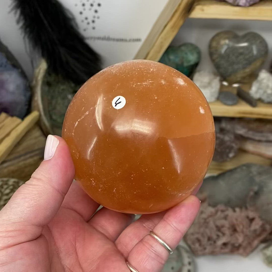 Selenite Peach Large Sphere #06