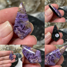 Load image into Gallery viewer, Charoite with Obsidian Backed Doublet Cabochons
