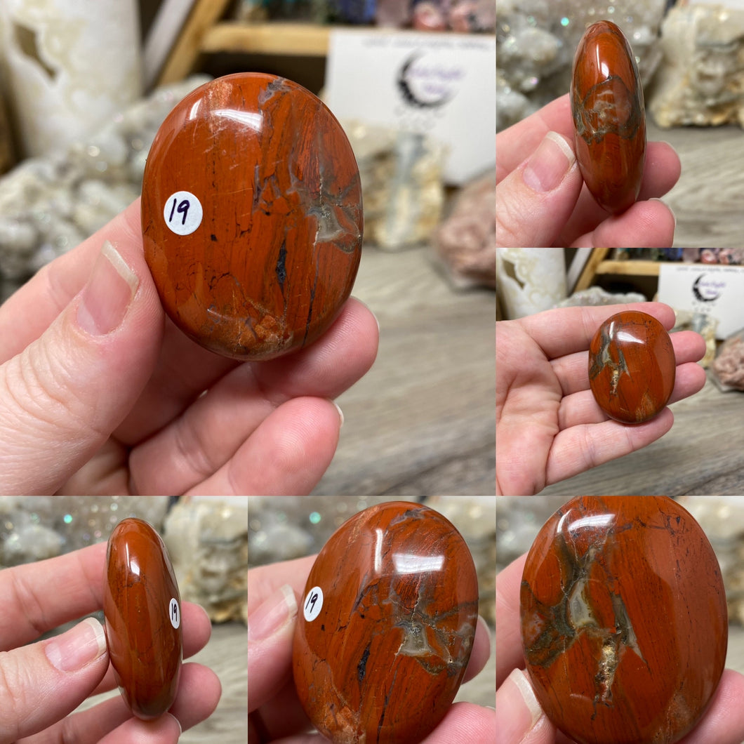Brecciated Red Jasper Pillow Palm Stones
