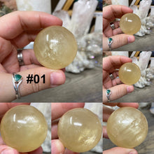 将图像加载到图库查看器中，Honey Calcite 1.5&quot; Spheres
