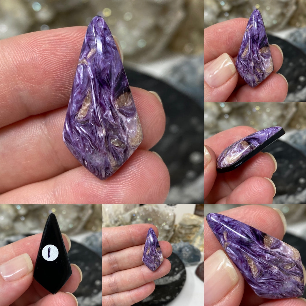 Charoite with Obsidian Backed Doublet Cabochons