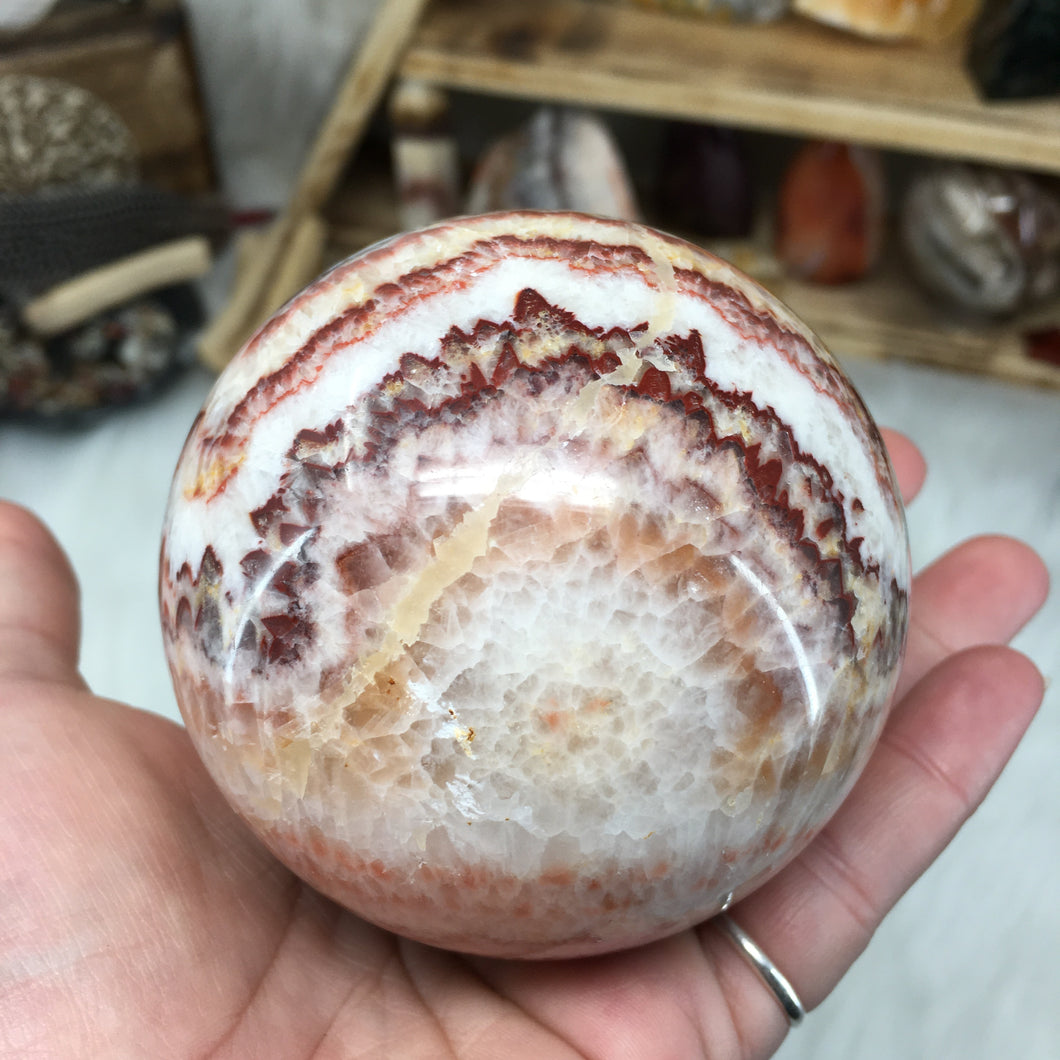 Tricolor Calcite Sphere 78mm