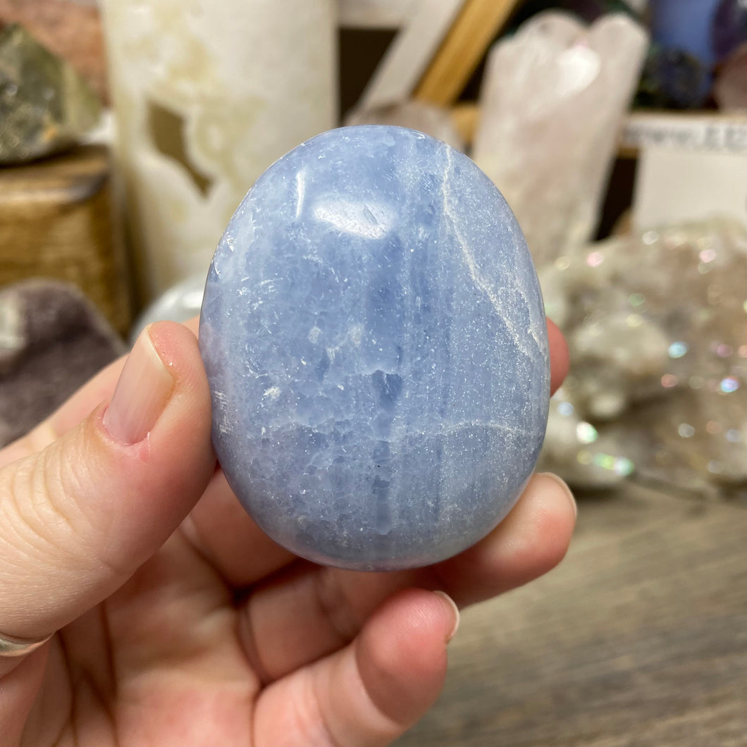 Blue Calcite Palm Stone #11