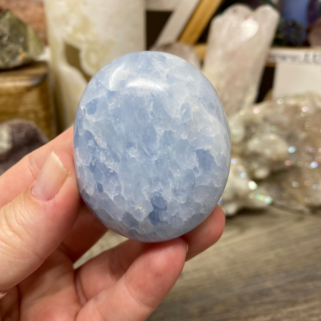 Blue Calcite Palm Stone #12