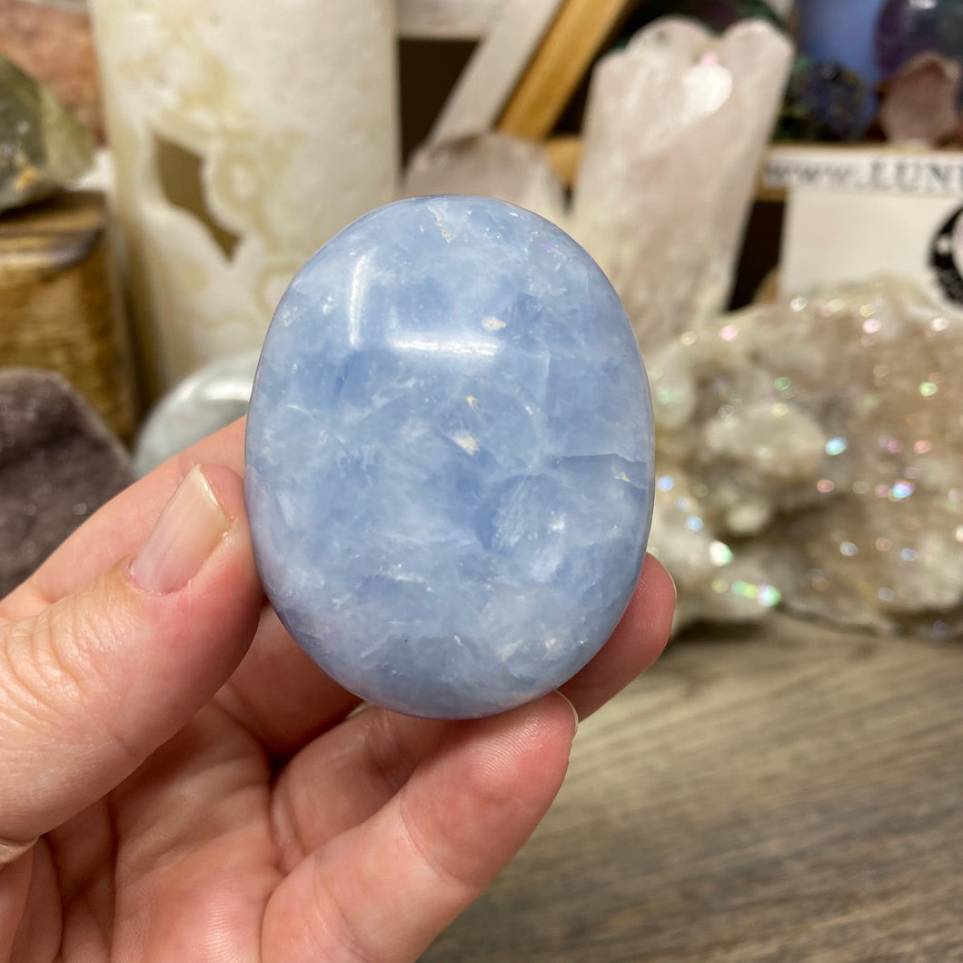 Blue Calcite Palm Stone #18