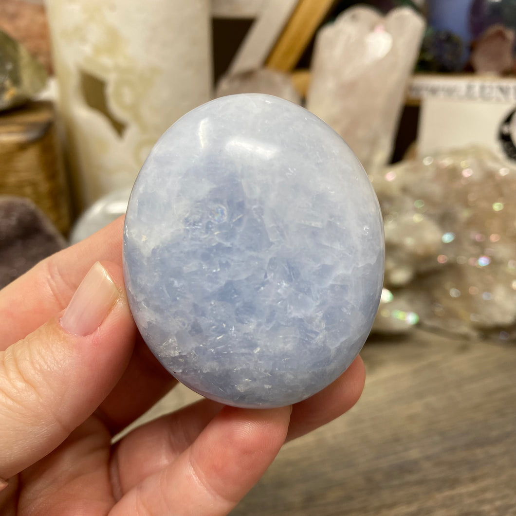 Blue Calcite Palm Stone #19