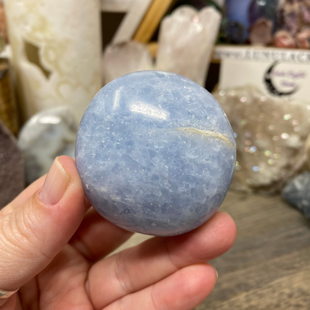 Blue Calcite Palm Stone #23