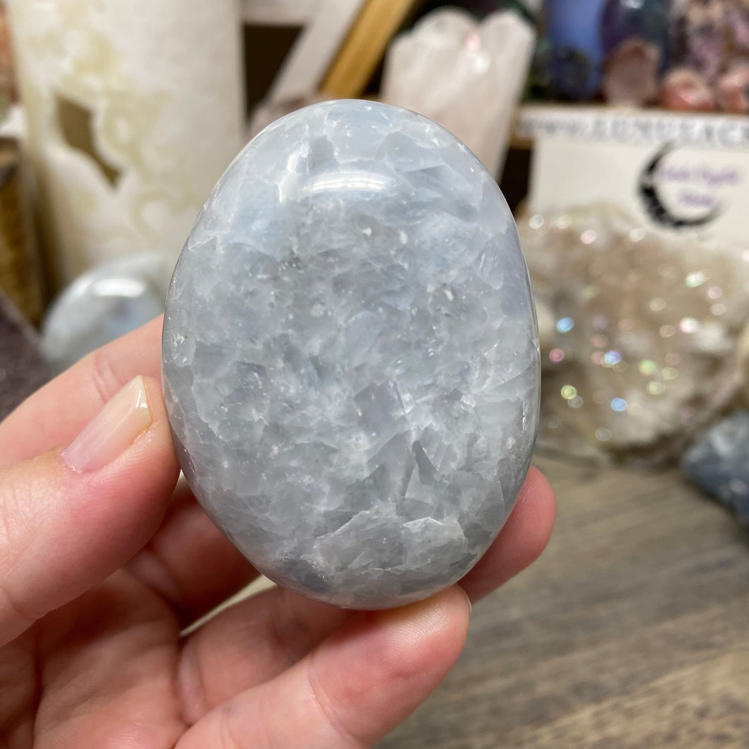 Blue Calcite Palm Stone #25