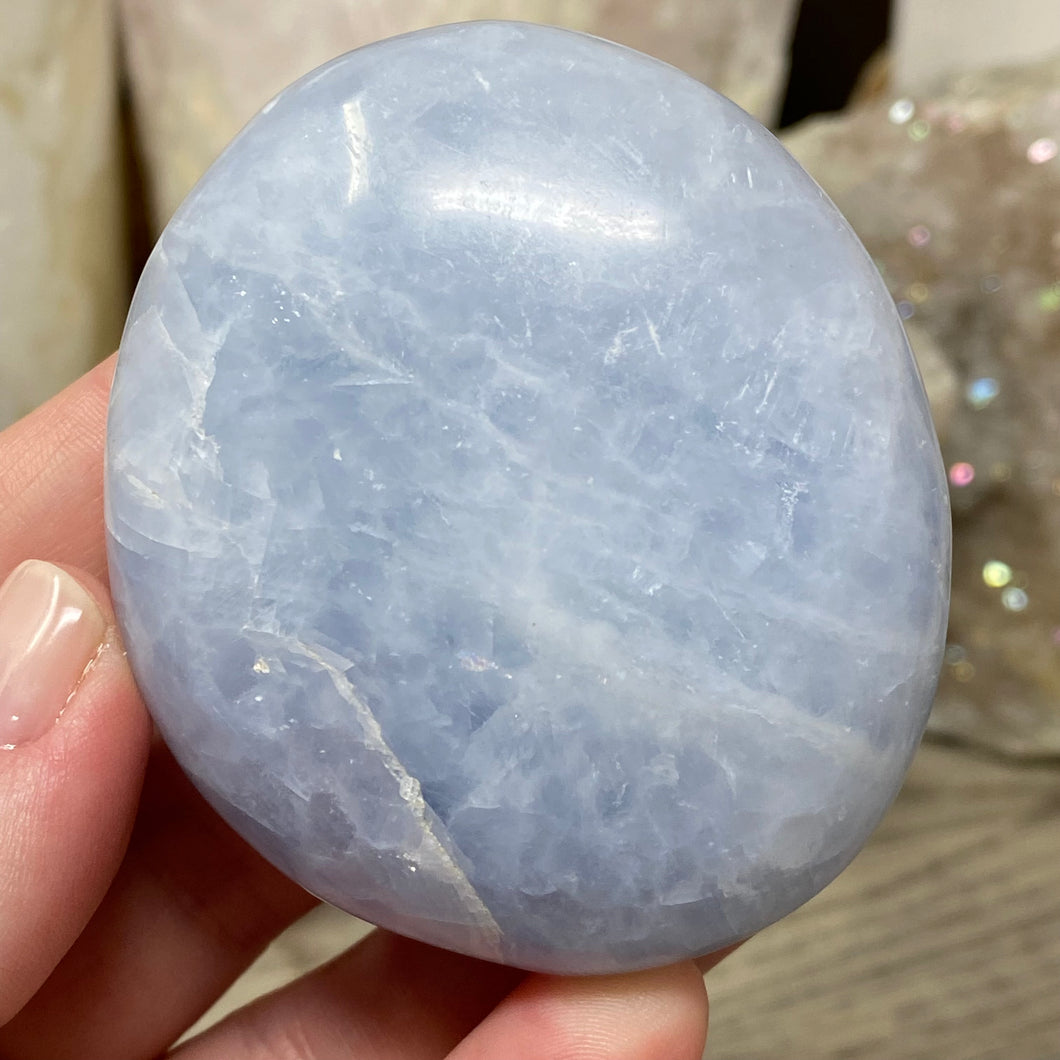 Blue Calcite Palm Stone #26